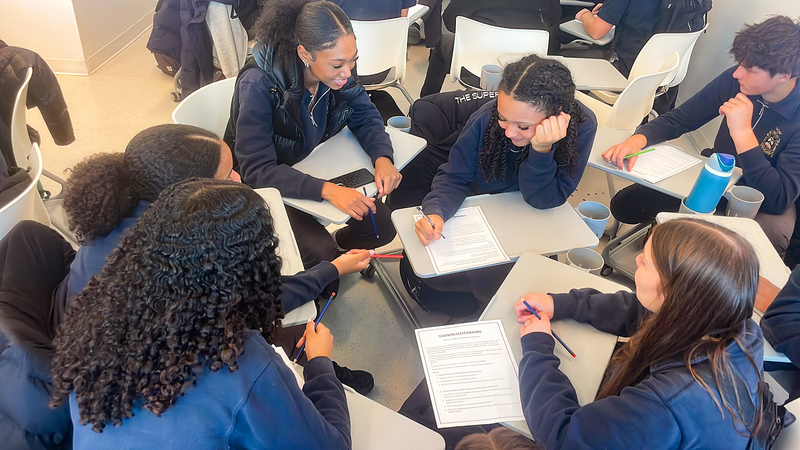 Group photo of Bishop Allen students and staff at the event