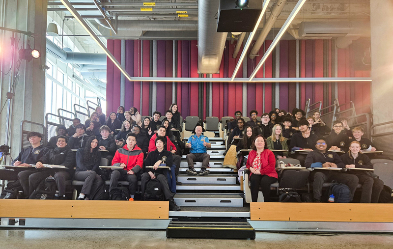 Group photo of Bishop Allen students and staff at the event