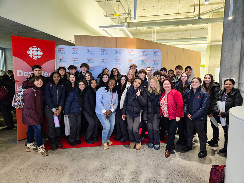 Group photo of Bishop Allen students and staff at the event