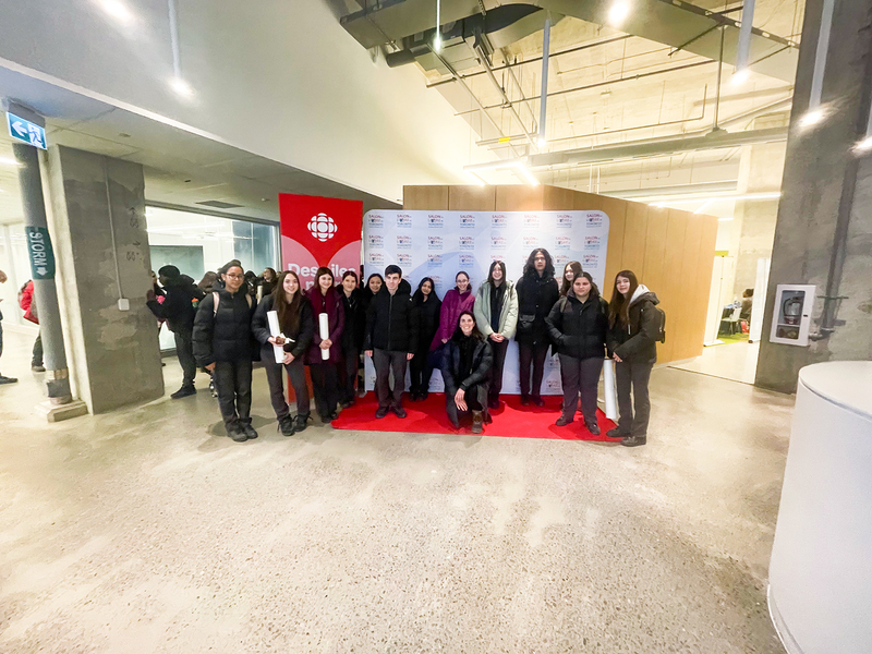 Group photo of Bishop Allen students and staff at the event