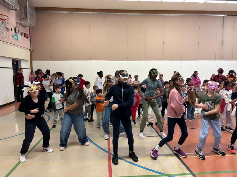Photo of students doing a dance during the celebrations