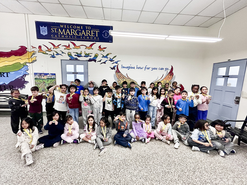 Group photo of St. Margaret students with their medals