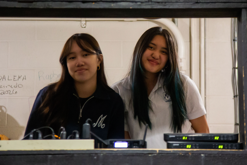Photo of Madonna A/V students monitoring during the performance