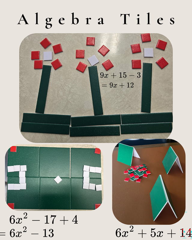 Photo of algebra tiles used as part of the lessons