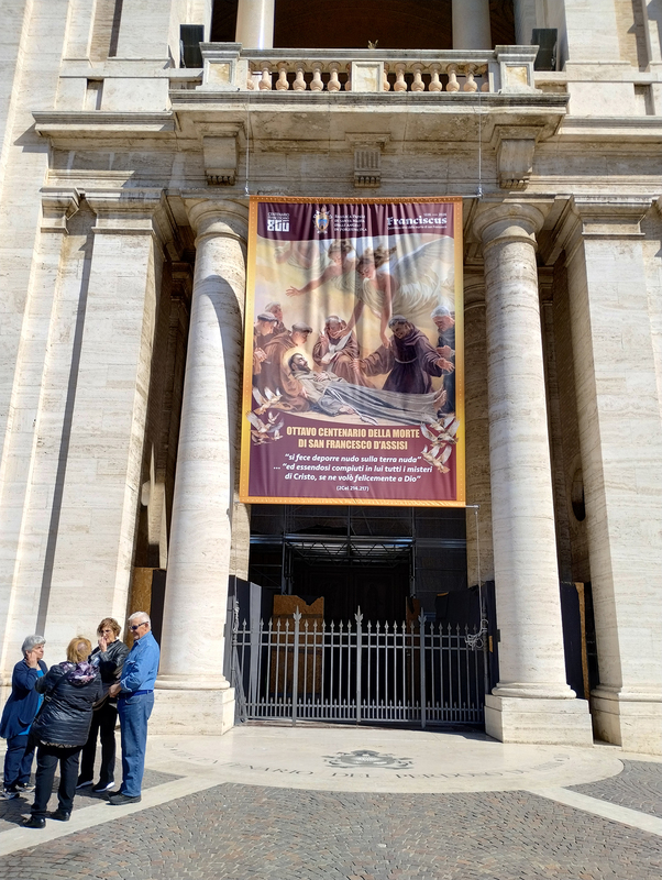 Photo of banner announcing 800th Anniversary of St. Francis of Assisi's death
