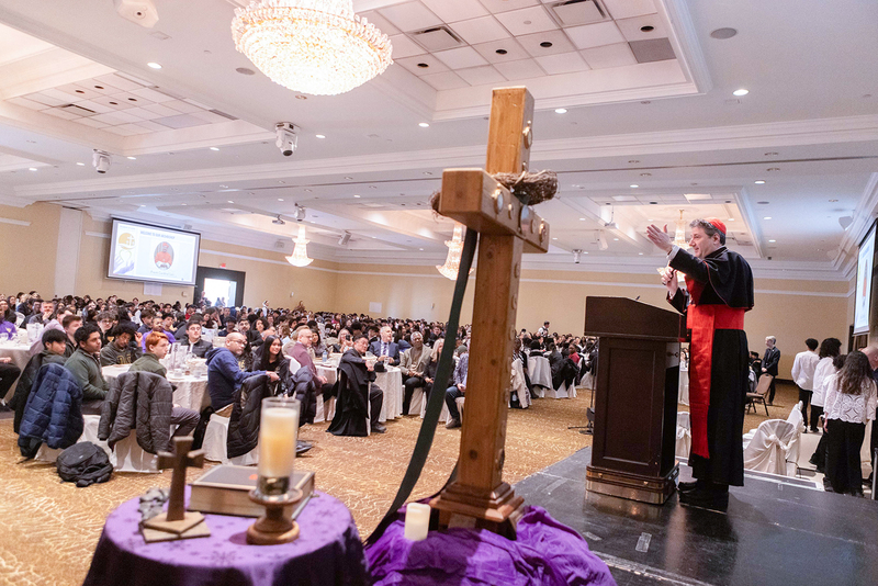 Photo of His Eminence Frank Cardinal Leo speaking to the attendees