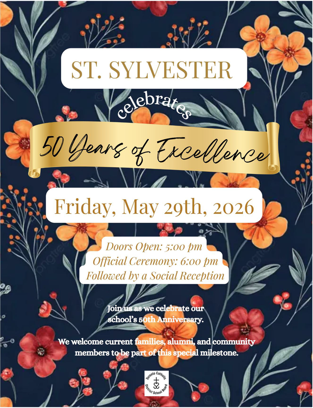 St. Sylvester 50 year anniversary banner.
