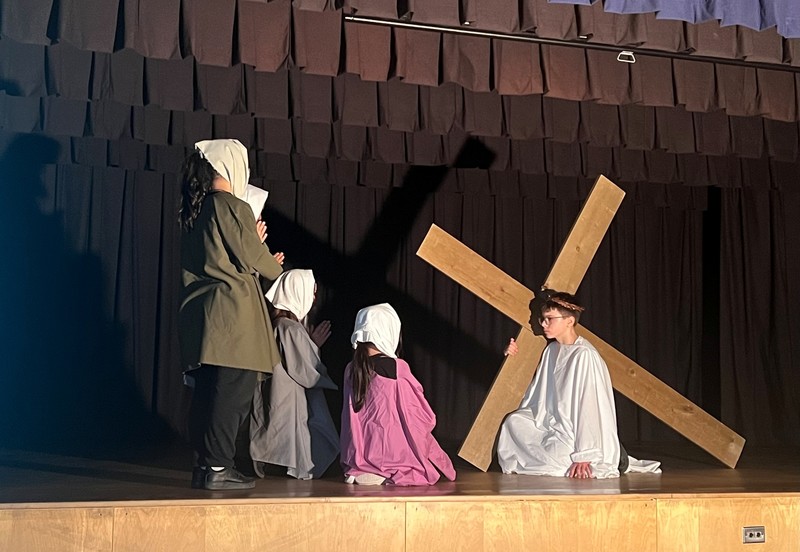 Grade 7 and 8 Students Present Moving Stations of the Cross