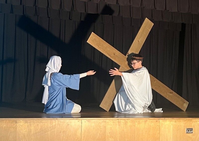 Grade 7 and 8 Students Present Moving Stations of the Cross