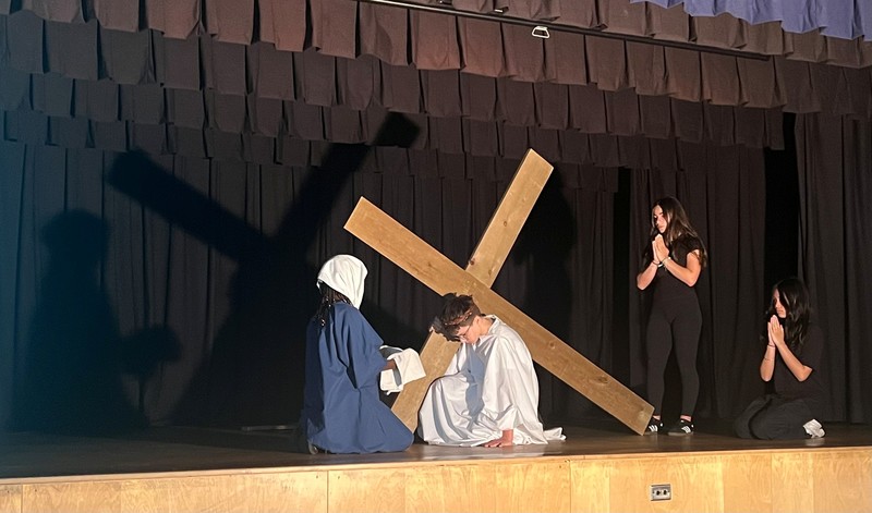 Grade 7 and 8 Students Present Moving Stations of the Cross
