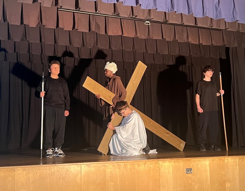 Grade 7 and 8 Students Present Moving Stations of the Cross