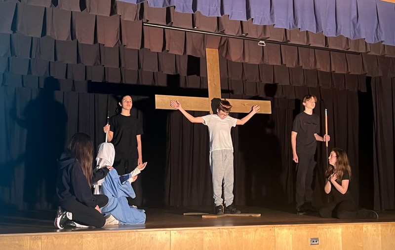 Grade 7 and 8 Students Present Moving Stations of the Cross