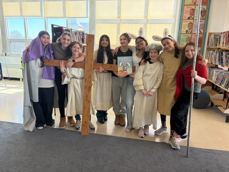 St. Benedict School Library Celebrates Easter with “The First Easter Bunny” Play