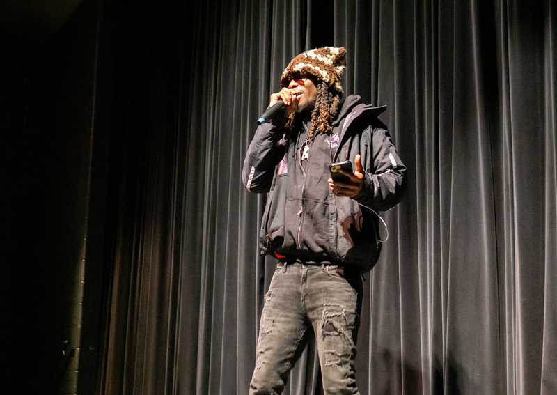 Photo of MPJ student speaking on stage