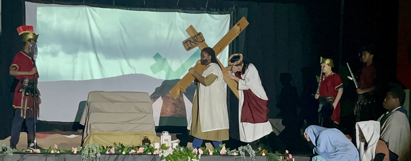 Photo of St. Angela students performing the Passion Play