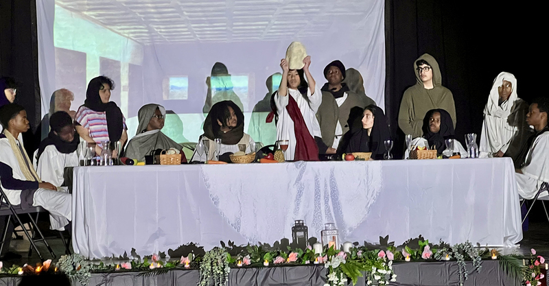 Photo of St. Angela students performing the Passion Play