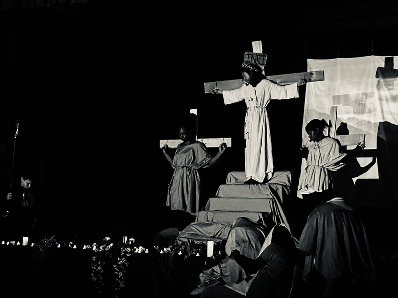 Photo of St. Angela students performing the Passion Play