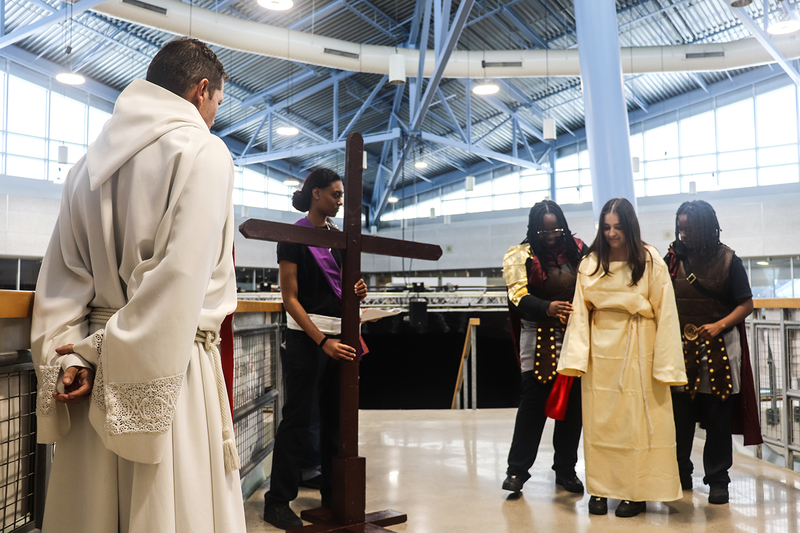 Photo of Loretto College students performings the Stations of the Cross