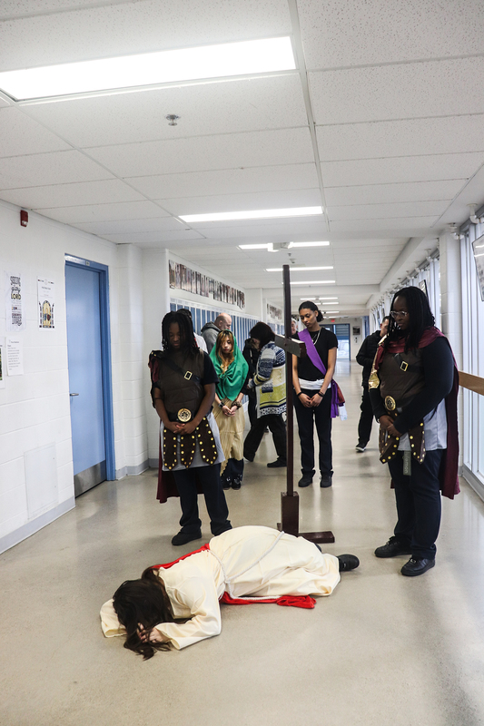 Photo of Loretto College students performings the Stations of the Cross