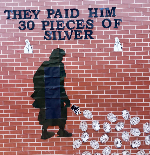 Photo of one of the illlustrations quoting from the journey to Jesus' Passion, Death, and Resurrection