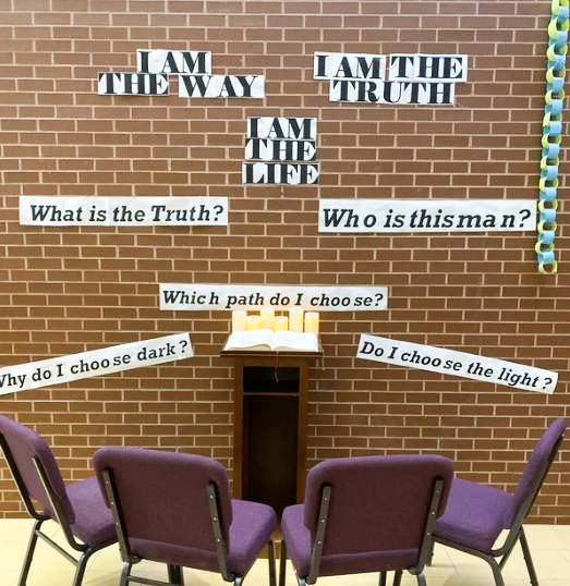 Photo of one of the illlustrations quoting from the journey to Jesus' Passion, Death, and Resurrection