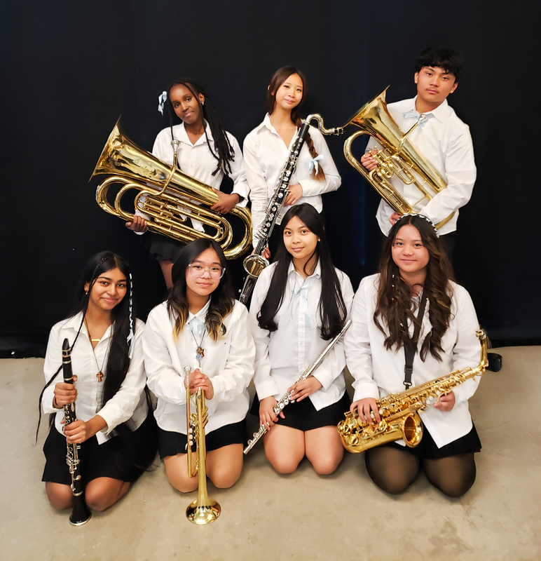 Group photo of the band students performing at the festival
