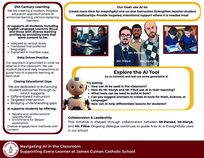 Poster - Navigating AI in the Classroom - Supporting every learner at James Culnan Catholic School