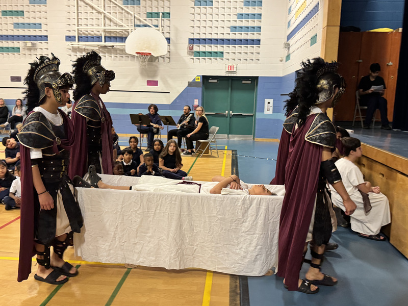 Photo of Our Lady of Victory students presenting the Passion Play