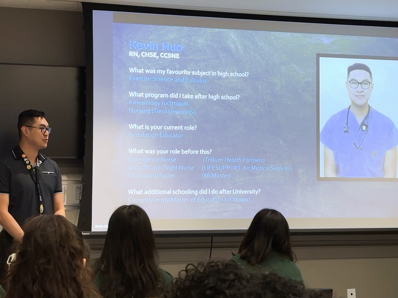 Photo of SJCS students attending the workshop at SimKIDS, The Hospital for Sick Children