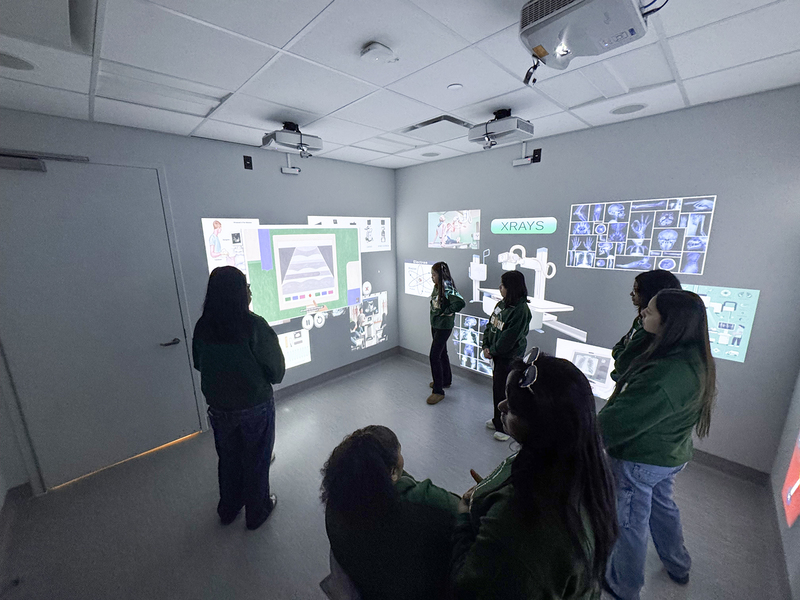 Photo of SJCS students attending the workshop at SimKIDS, The Hospital for Sick Children