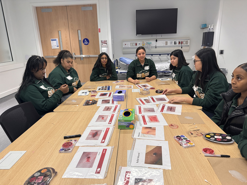 Photo of SJCS students attending the workshop at SimKIDS, The Hospital for Sick Children