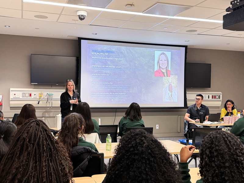 Photo of SJCS students attending the workshop at SimKIDS, The Hospital for Sick Children