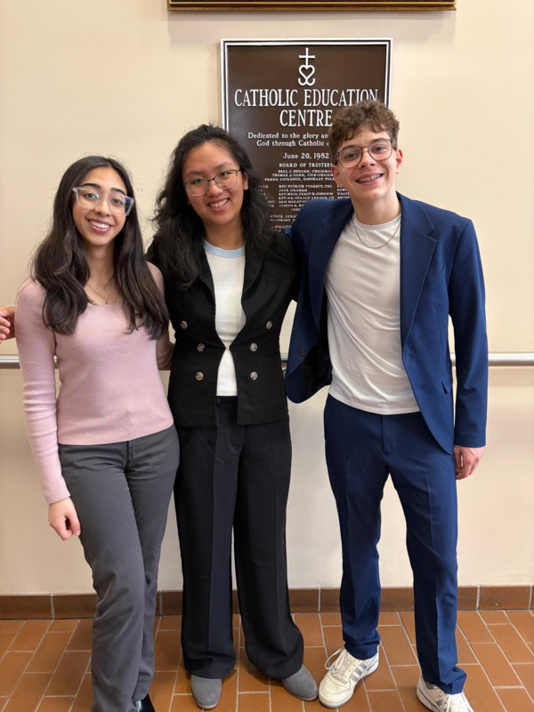 Left to right:  Ruhani J., Kian A., and Etienne B. Missing from photo:  William R.