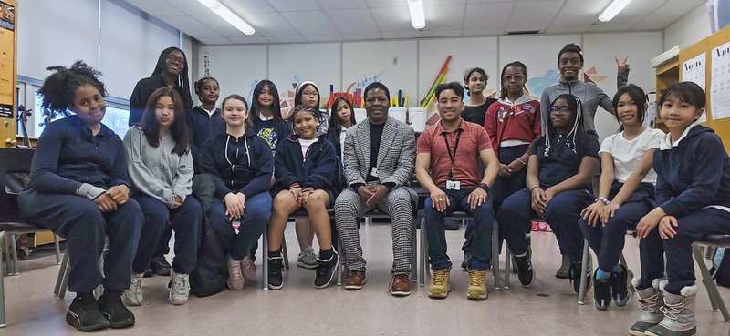 Group photo of St. Barabara students with Principal Yeaher