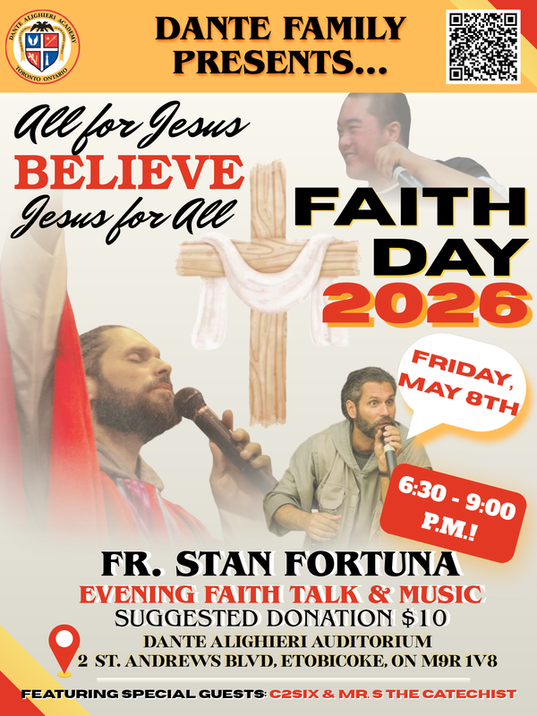 Poster for Faith Day 2026 at Dante Alighieri Academy