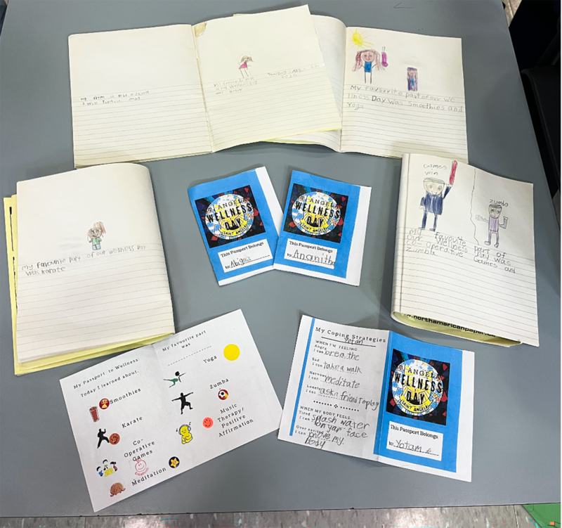 Photo of student activity books during the Wellness Day