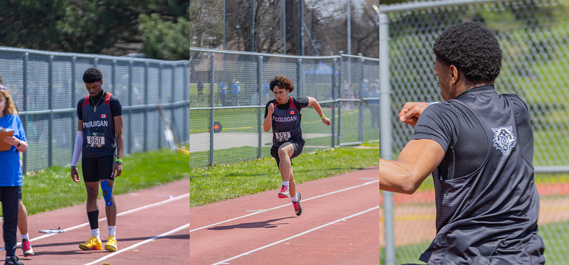 Collage of three photos of JCM students at the meet