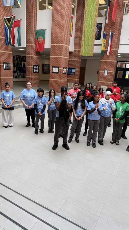 Photo of students in their team colours during the event