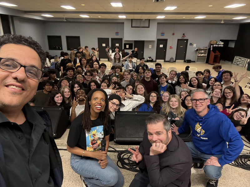 Bishop Allen and St. Anne students with Juno Award winner Kellylee Evans.