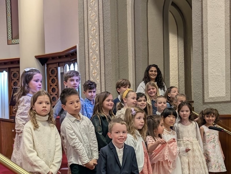 Photo of Our Lady of Perpetual Help students at the Parish with their teacher