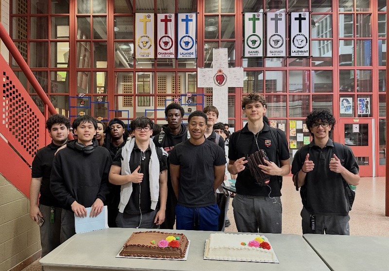 Photo of Brebeuf students together with their cakes