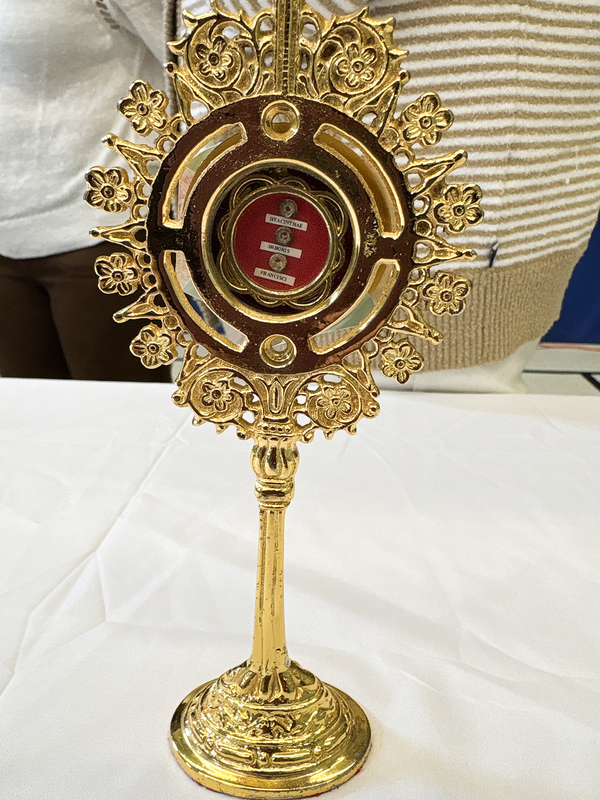 Photo of one of the relics on display for the students