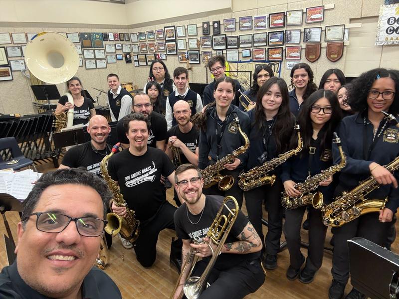 Big Smoke Brass Members giving masterclasses after concert.