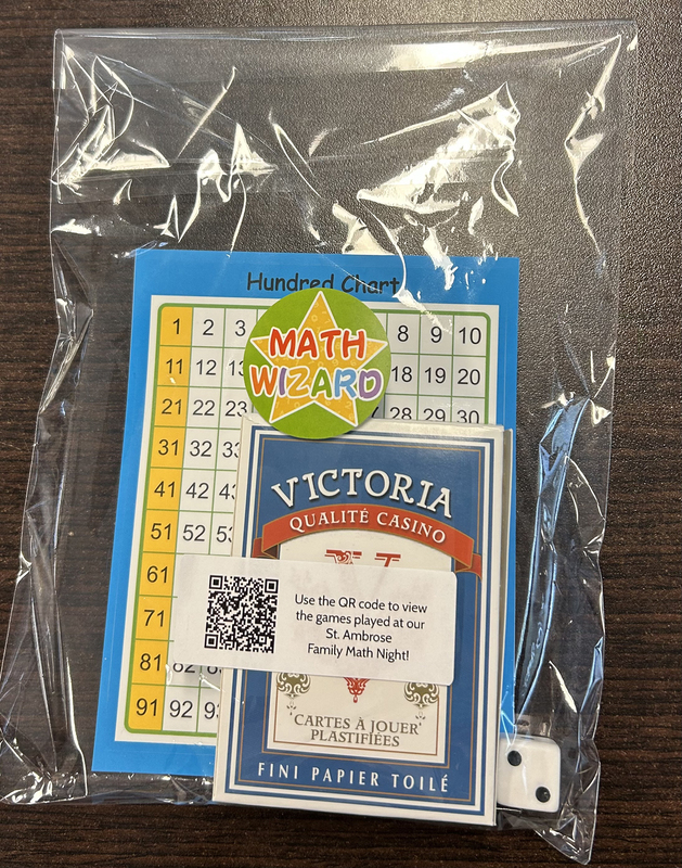 Photo of the math-related loot bag the students got