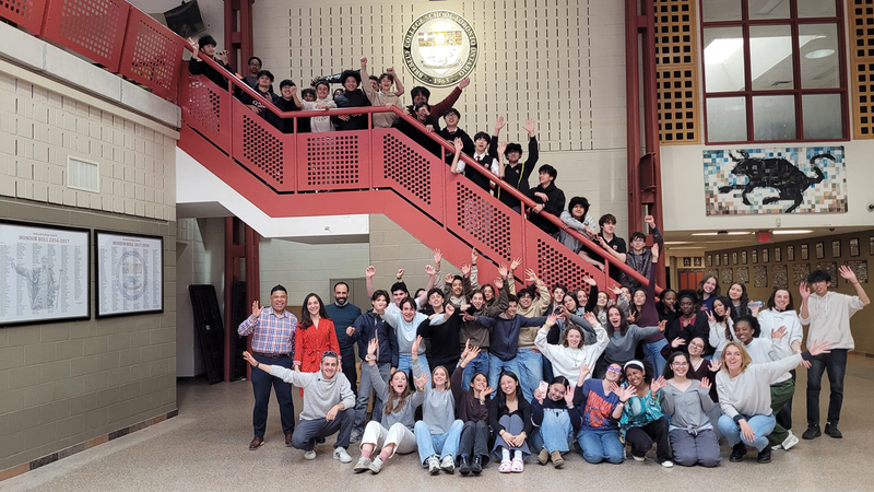 Group photo of the TCDSB and exchange students and staff together