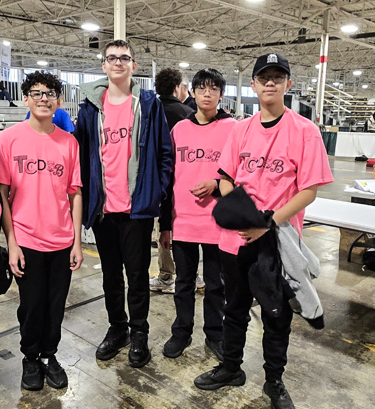 Photo of the OCS Robotics team students at the competition