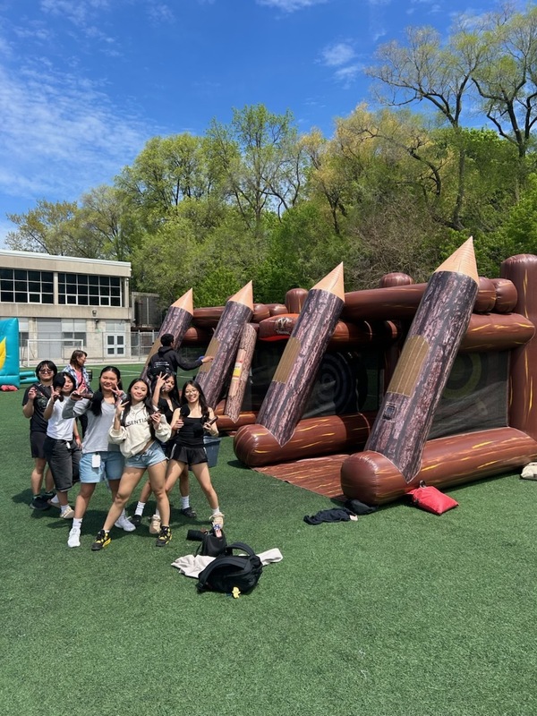 Collage of three photos of students enjoying the carnival