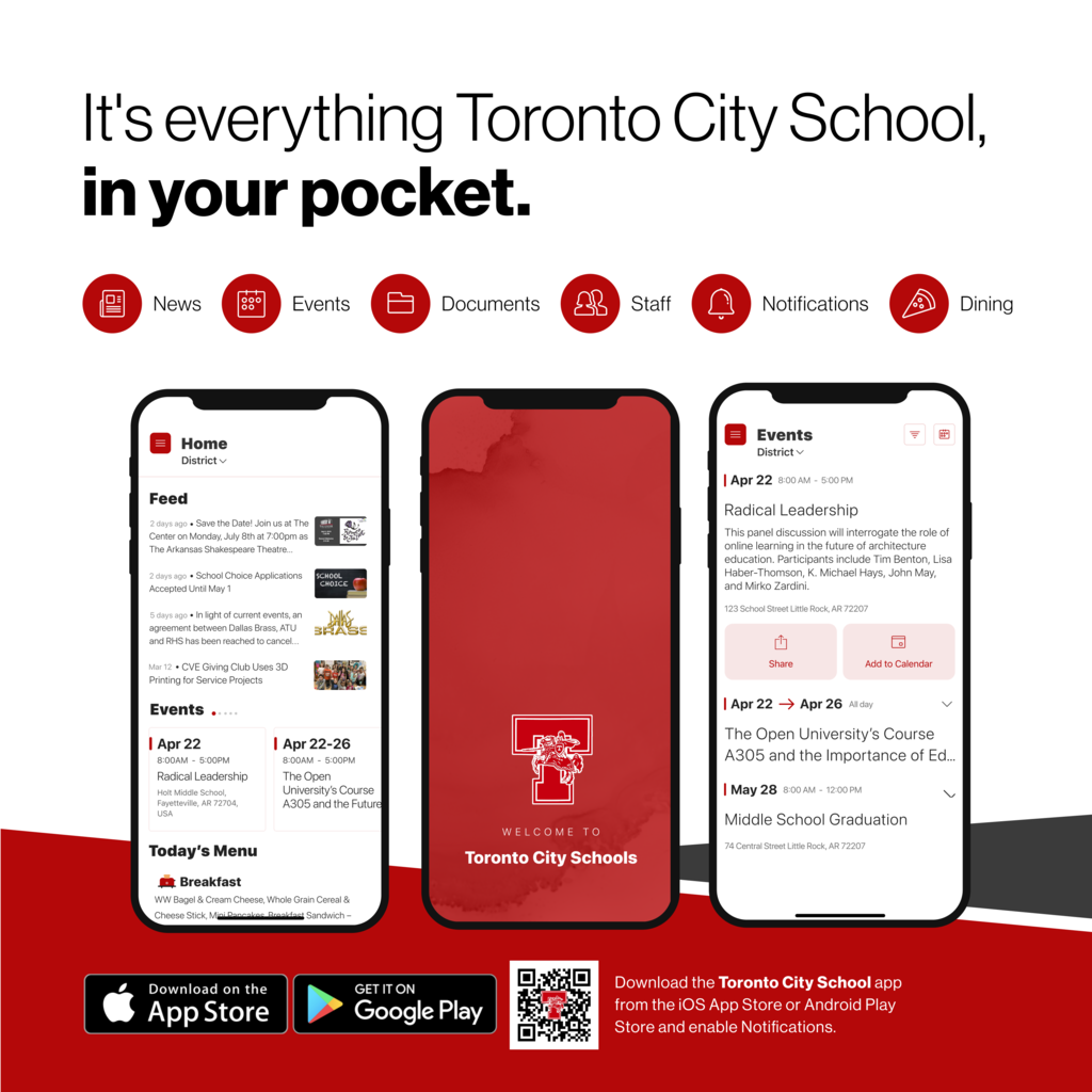New App for Toronto City Schools! Please contact office for more information. 