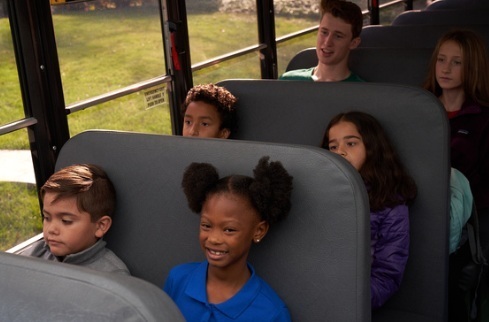 Students sitting on the bus