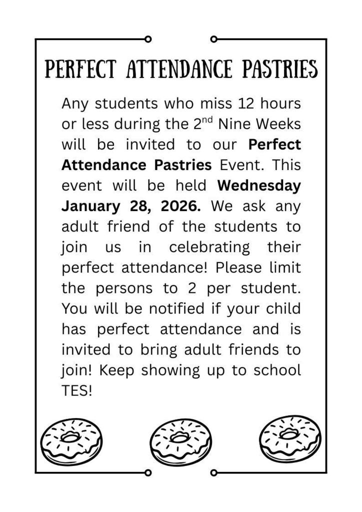 Save the Date - January Perfect Attendance Pastries!